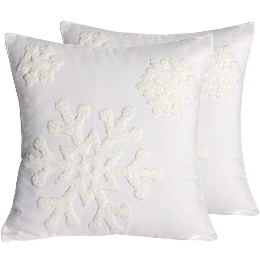 Christmas Pillow Cover for Bed Sofa Cushion Snowflake Embroideried Pillowcases